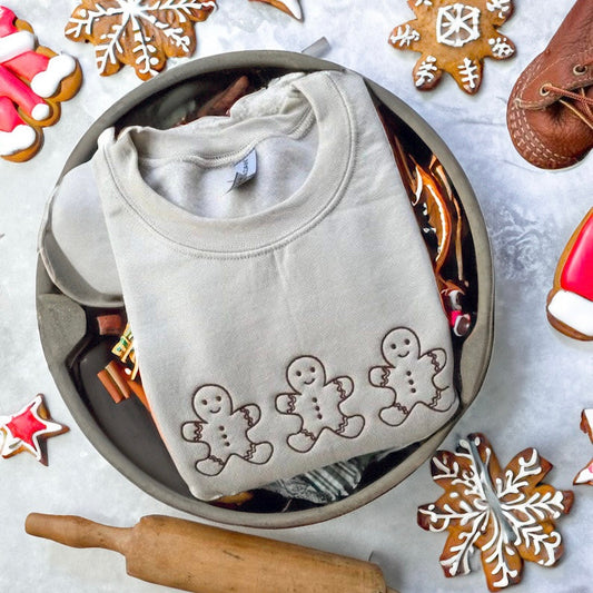 Three Gingerbread men embroidered sweatshirt