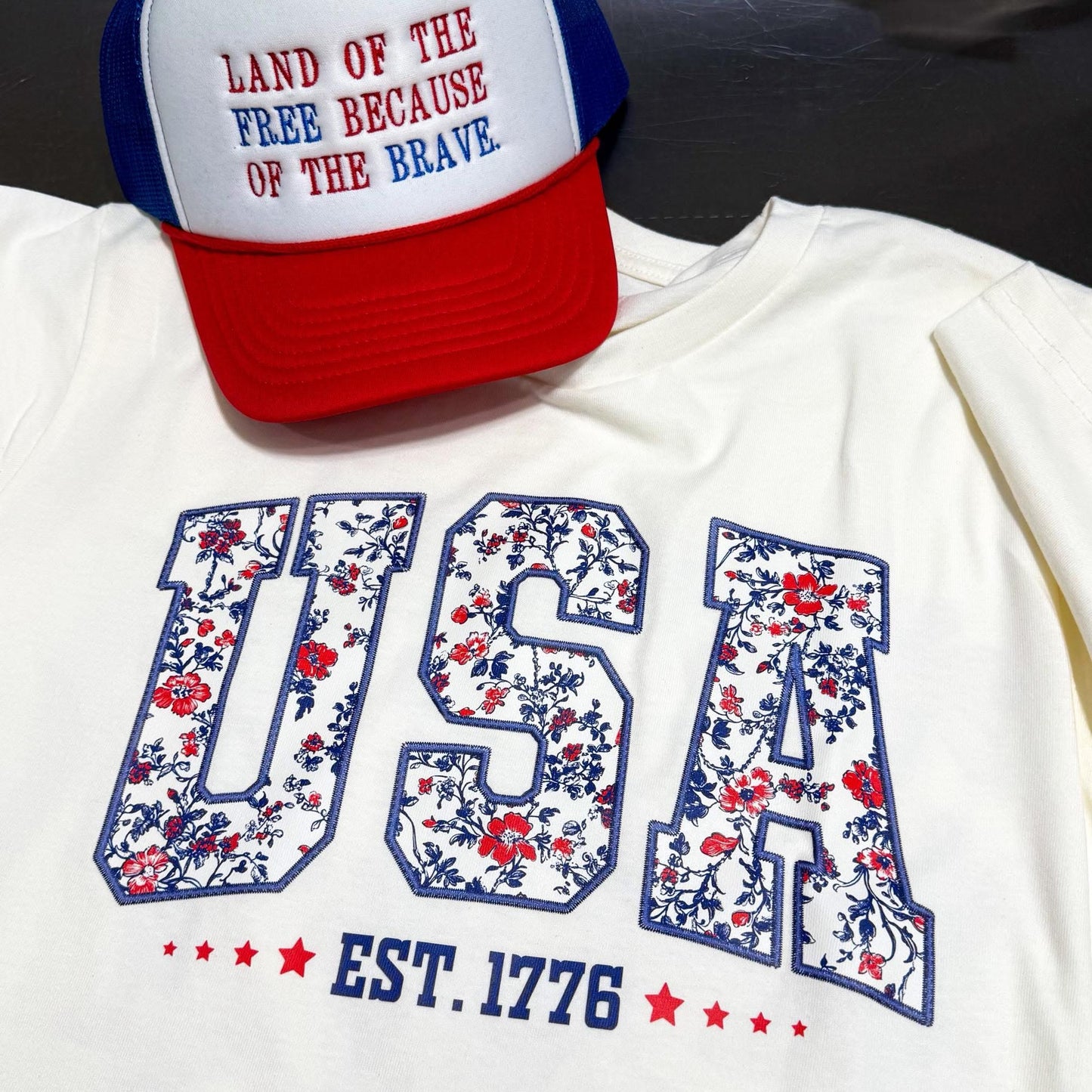 Floral USA Tee