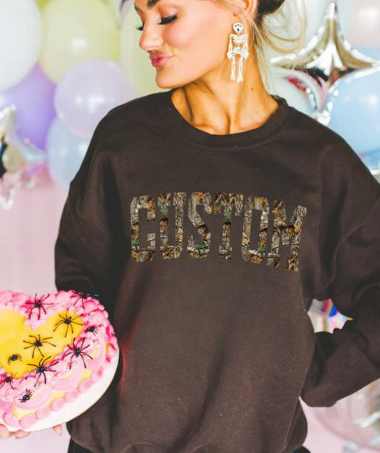 CUSTOM - Camo Varsity Letters