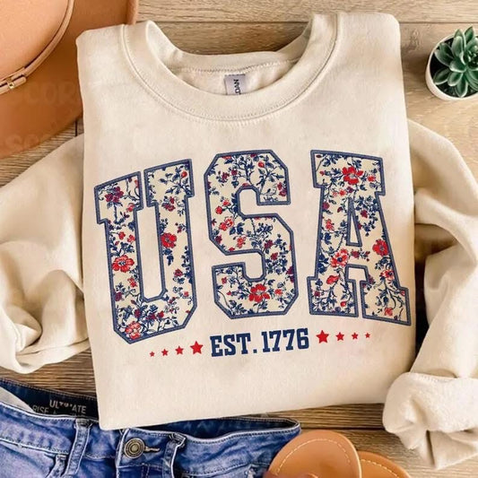 Floral USA Tee